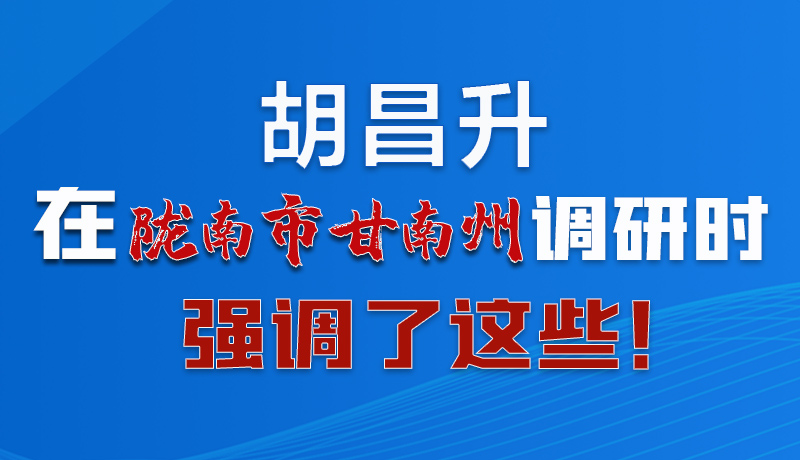 圖解|胡昌升在隴南市甘南州調(diào)研時強調(diào)了這些！