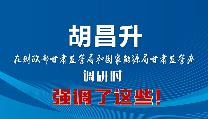 圖解|胡昌升在財政部甘肅監(jiān)管局和國家能源局甘肅監(jiān)管辦調(diào)研時強(qiáng)調(diào)了這些！