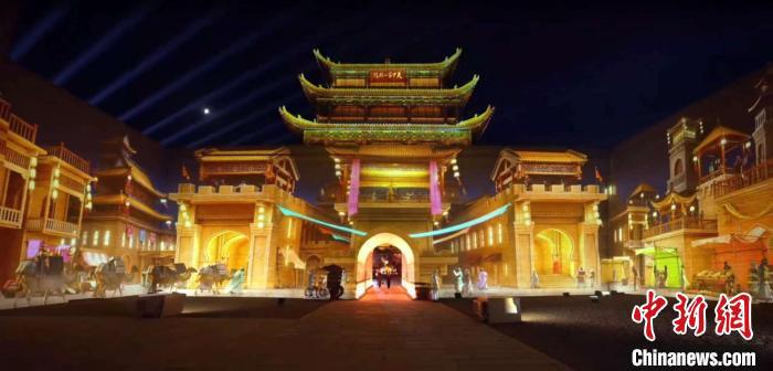 2024年7月15日，甘肅嘉峪關(guān)開啟“夜游”模式。圖為夜游燈光劇《天下嘉峪關(guān)》光影效果。(甘肅嘉峪關(guān)關(guān)城景區(qū)供圖)